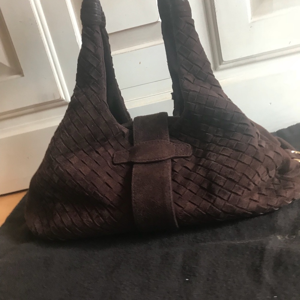Authentic Bottega Veneta Intrecciato Suede Bag